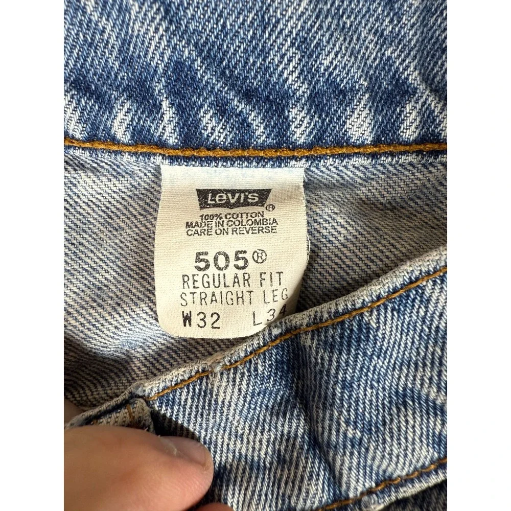 Vtg Levi's 505 Jeans 32x34 Distressed Paint Stains Ripped Grunge Workwear